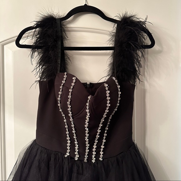 Tulle Dress w Bling Details - Black - Picture 3 of 4